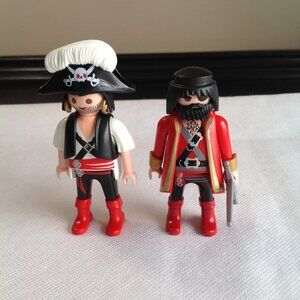 2 Vintage Playmobil Pirate Ship Pirates Figurines 1993 2004